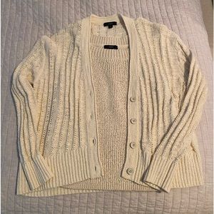 J Crew cream tank sweater set in Size Small, cotton/poly blend. Never worn